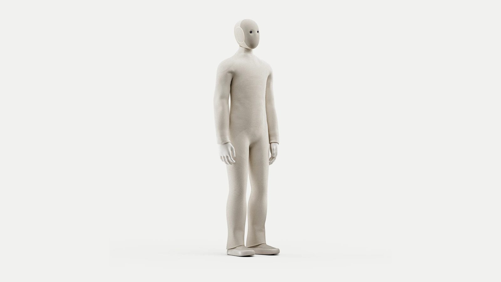 NEO humanoid robot body in knitted suit